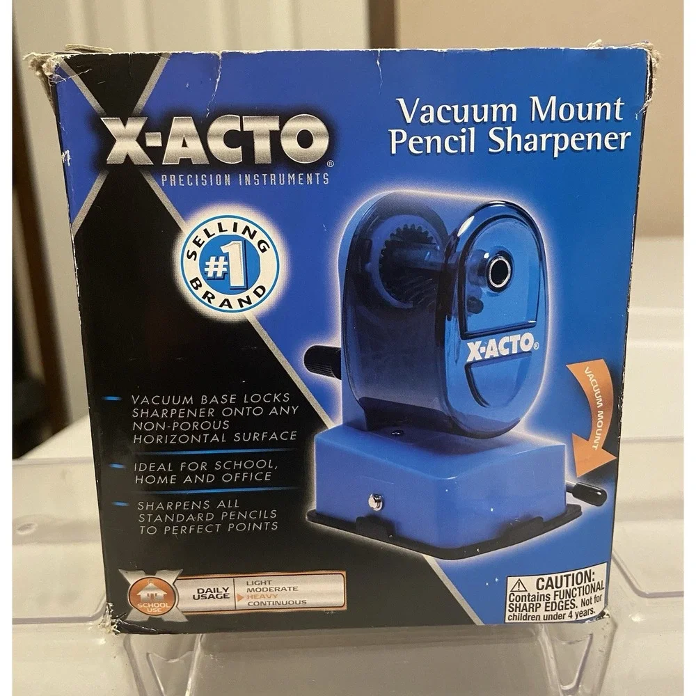 X-Acto Manual Pencil Sharpener With Vacuum Mount Bottom Xacto‎ Blue